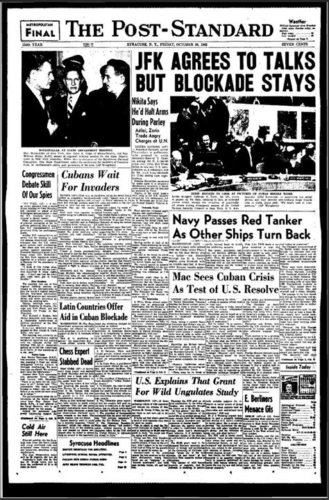 October 26 1962 Cuban Missile Crisis Newspaper Headlines Newspapers