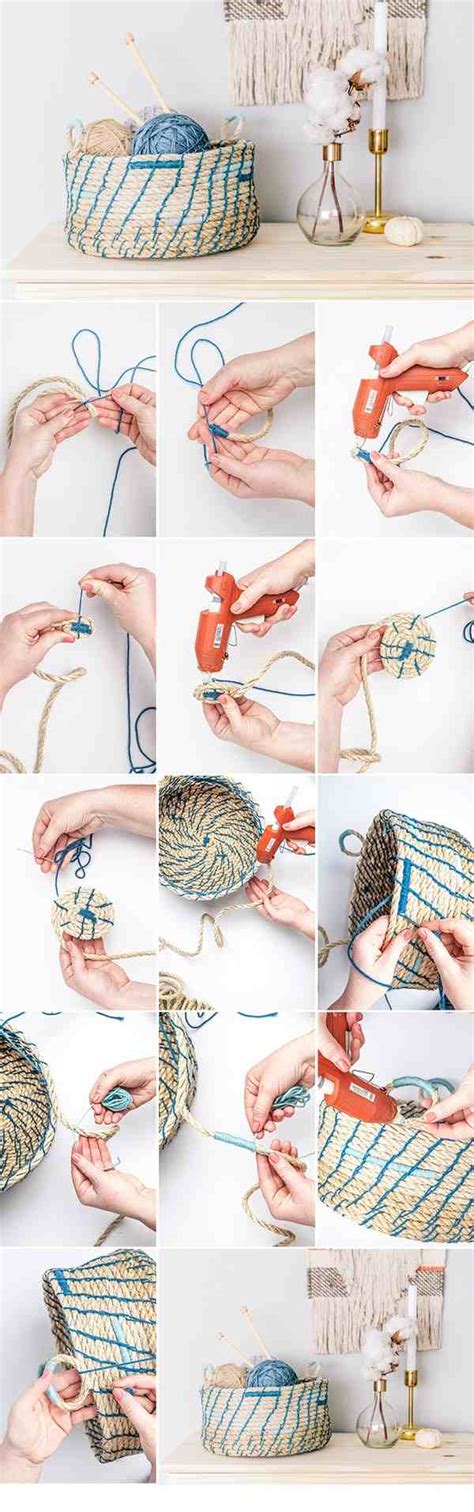 No Sew Rope Basket 3 Easy Diy Ideas And Picture Tutorials