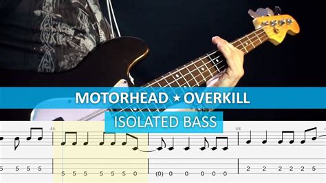 [isolated bass] motorhead overkill bass cover playalong with tab youtube