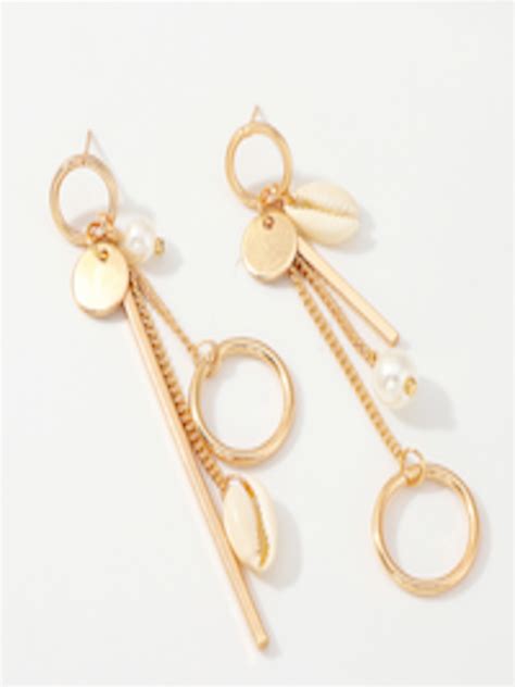 Buy Urbanic Gold Toned Geometric Drop Earrings Earrings For Women