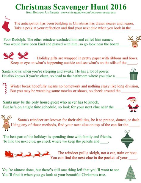 There's a problem loading this menu right now. Printable Christmas Scavenger Hunt Clues, 2016 Edition | Christmas scavenger hunt, Christmas ...