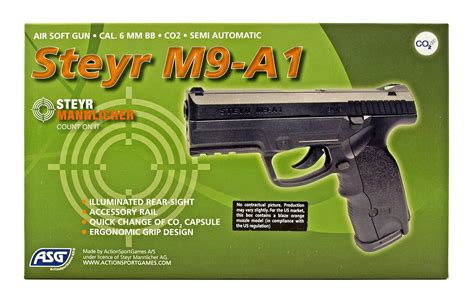 Asg Steyr M9 A1 Co2 Powered Semi Automatic 6mm Airsoft Bb Pistol Black