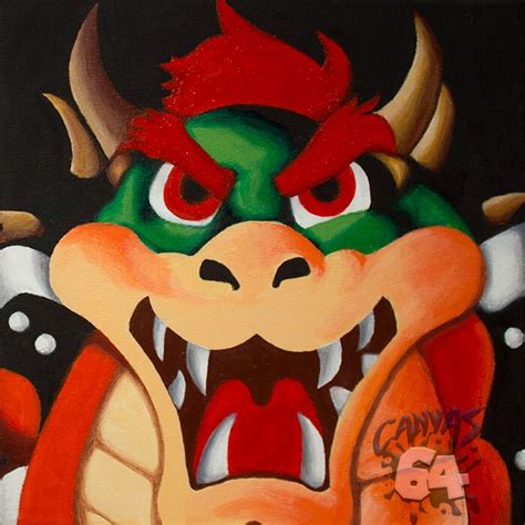 Bowser Portrait Canvas Print Super Mario 64 Painting From