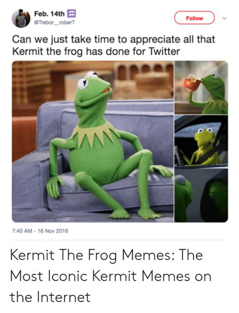 Feb 14th Follow Can We Just Take Time To Appreciate All That Kermit The Frog Has Done For