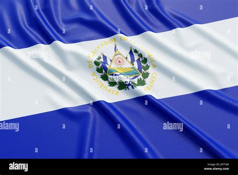 Bandera De El Salvador Estructura Ondulada Alta Textura Detallada