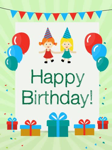 Why not send them a warm virtual hug by sending a kids birthday card with that friendly tiger? Birthday Party with Friends Card for Kids | Birthday & Greeting Cards by Davia