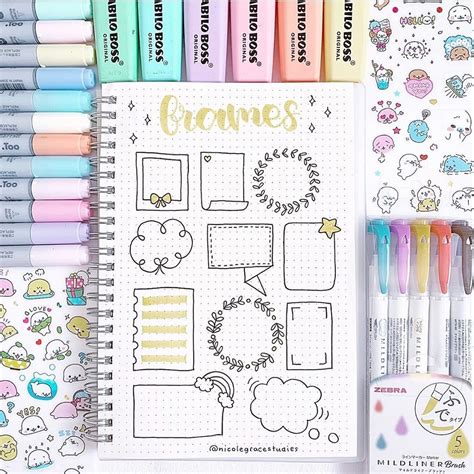 Frame Ideas For Your Bullet Journalstudy Notes 📝 💕⁠ 📷