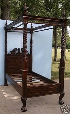 Dolls house walnut victorian bedroom furniture set with canopy 4 poster bed. VICTORIAN CARVED MAHOGANY TWIN CANOPY POSTER BED 1 of 2 ...