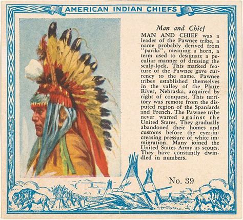 Issued By Red Man Chewing Tobacco Card No 39 Man And Chief From The Indian Chiefs Series