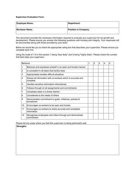 Supervisor Evaluation Form