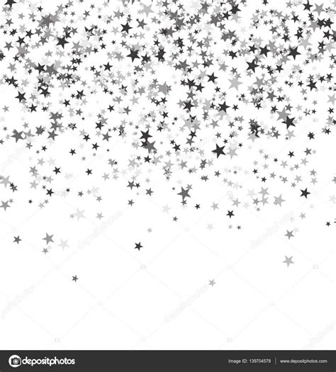 Silver Stars Falling From The Sky On White Background Abstract