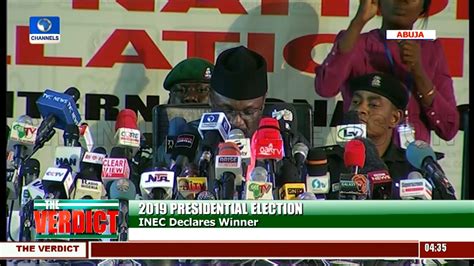 Inec Chairman Announces Result Of 2019 Presidential Election Pt2 Youtube