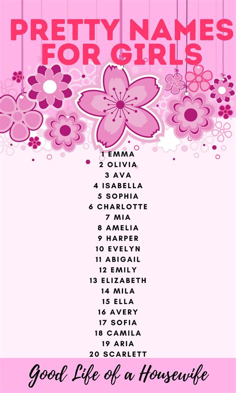 Pretty Names For Girls Good Life Of A Housewife