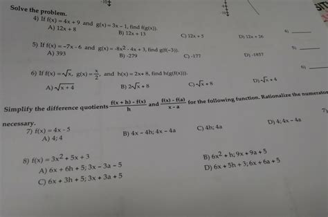 solved solve the problem 8 4 if f x 4x 9 and g x 3x