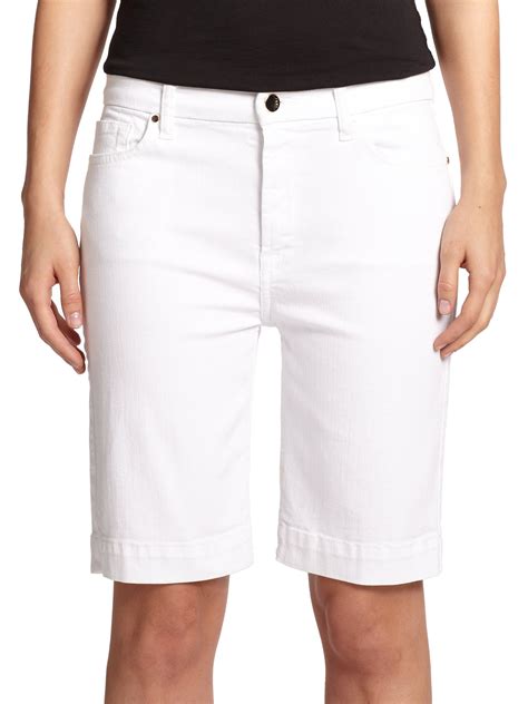 Jen7 Bermuda Shorts In White White Denim Lyst