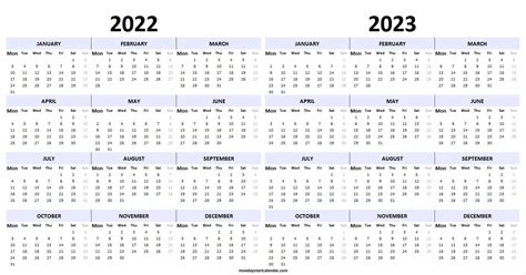 2022 And 2023 Calendar With Holidays Off 71 Br