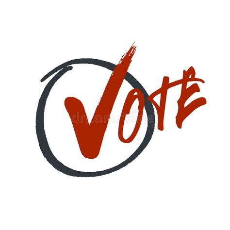 Vote Typography Grunge Red Check Mark In Hand Drawn Circle Area Stock