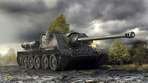 World Of Tanks Green Tank During Raining Hd World Of Tanks Wallpapers