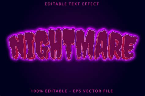 Premium Vector Nightmare Editable Text Effect Neon Style
