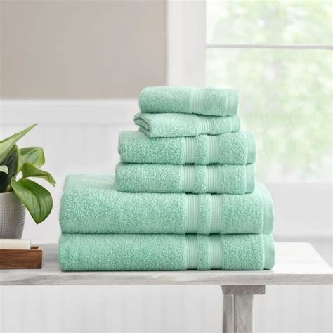 Mainstays Performance Solid Bath Towel 6 Piece Set Mint