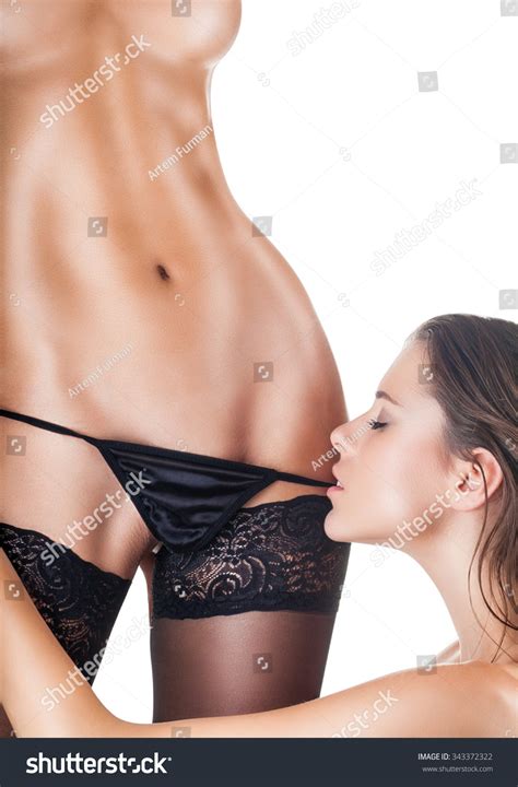 Two Beautiful Lesbian Women Erotic Foreplay Stock Photo 343372322