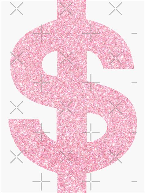 Baby Pink Glitter Dollar Sign Sticker For Sale By Kosmos11 Redbubble