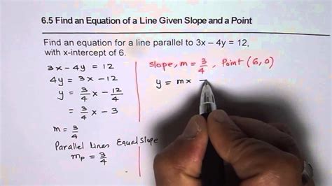 Aaron's rate for mowing lawns is 0.5 acres per hour. Find Equation of Line Parallel to Given Line With X ...