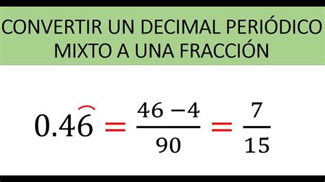 CÓmo Convertir Un Decimal PeriÓdico Mixto A Una FracciÓn Ejemplos