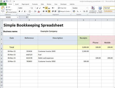 Excel Bookkeeping Templates