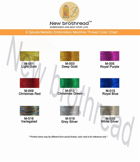 Brothread Color Chart Printable