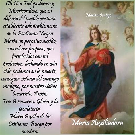 A MarÍa Auxiliadora ¡oh Santísima E Inmaculada Virgen María Tiernísima