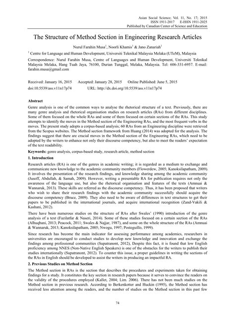 / 26+ research paper examples. (PDF) The Structure of Method Section in Engineering ...