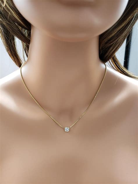 102 Carat Round Cut Diamond Bezel Solitaire Pendant Necklace At