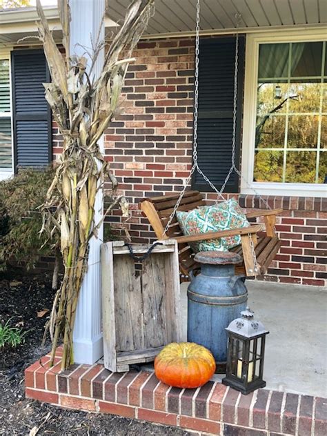 Dried Corn Stalks Fall Front Porch Decor The Little Frugal House