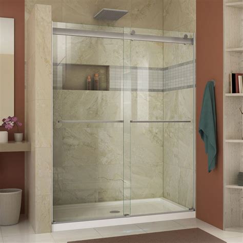 Dreamline Essence 56 To 60 In X 76 In Semi Frameless Sliding Shower Door In Brushed Nickel