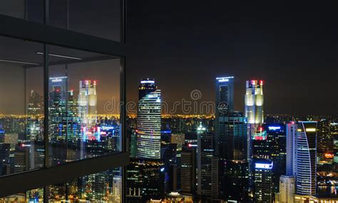 Balcony With Illuminated Singapore View Stock Photo Image Of Flat