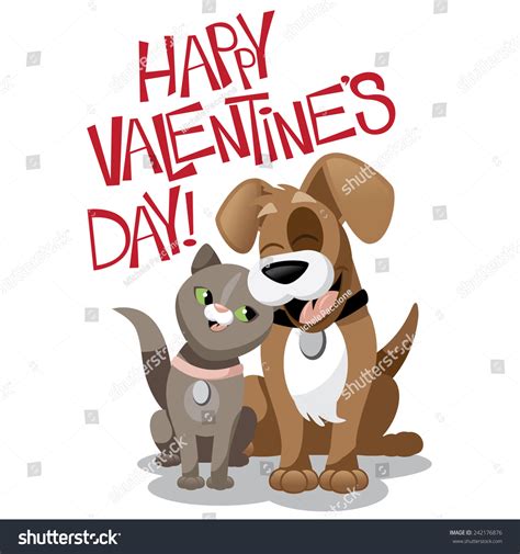 Valentines Day Cartoon Dog Cat Eps Stock Vector 242176876 Shutterstock