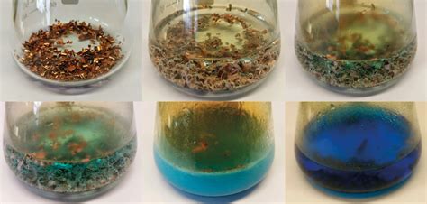 Perhaps when one has a very concentrated solution of mncl2 it is green? Compound Interest on Twitter: "Reacting copper with ...