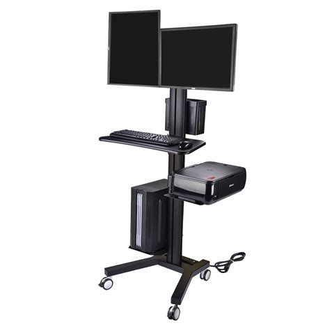 Yescom Mobile Computer Cart Desk Pc Stand Workstation Adjustable For