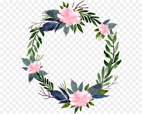 Watercolor flower ring round border | Flower frame png, Wreath clip art