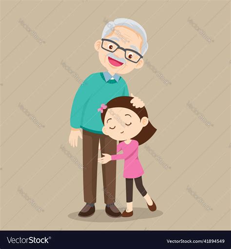 Granddaughter Hugging His Grandfather Royalty Free Vector