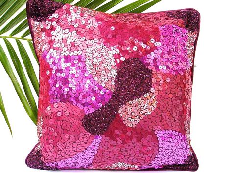Pink Sequin Pillow Plum Throw Pillow Pink Cushion Decorative Etsy