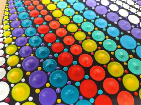Vibrant Dot Art Painting Original Artwork Rainbow Mandala Etsy