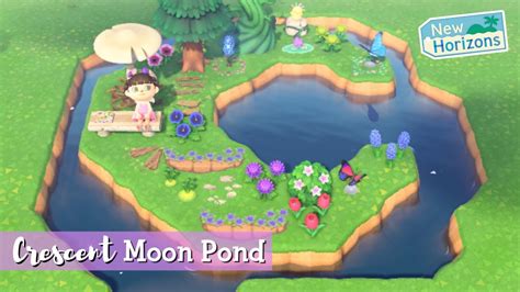 Creating A Crescent Moon Pond Made Easy Acnh Speed Build Youtube