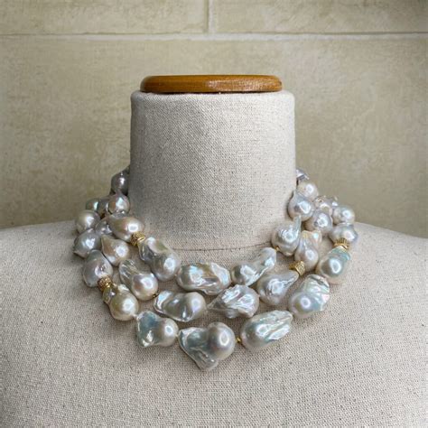 Strand Large White Baroque Pearl And Cz Necklace The Real Pearl Co
