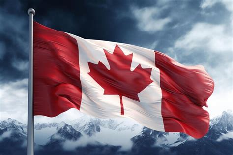 Premium Ai Image Canada Flag Waving In The Blue Sky Ai Generated