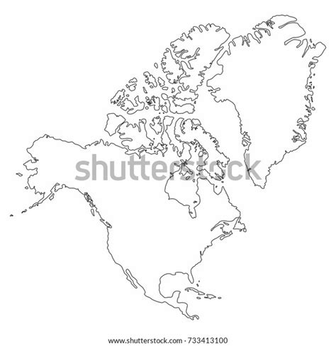 North America Map Outline Graphic Freehand Stock Vector Royalty Free