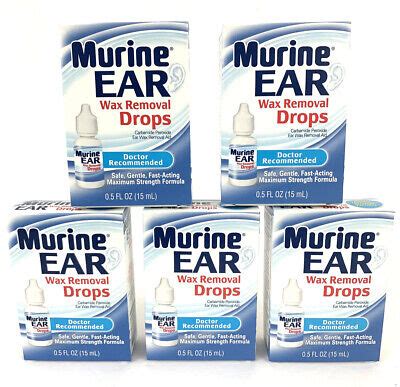 5 Pack Murine 0.5oz Carbamide Peroxide FastActing Ear Wax Removal Drops