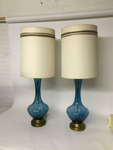 Mid Century Modern Blue Glass Table Lamps For Sale At 1stdibs