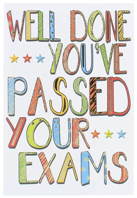 Passed Your Exams Greetings Card Bright Text Stars And Gold Foil 775